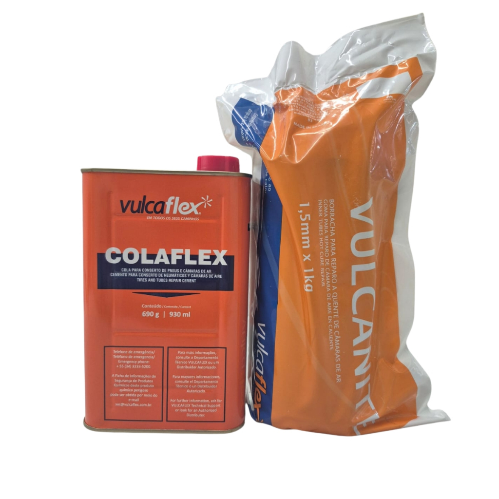 Kit Vulcanite Reparo Quente Borracha 1kg Cola 900 Ml VULCAFLEX em Oferta na Shopee