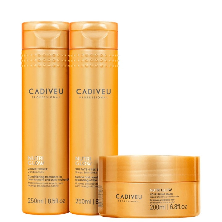 Kit Cadiveu Professional Nutri Glow Sh. 250ml + Cond. 250ml + Másc. 200ml