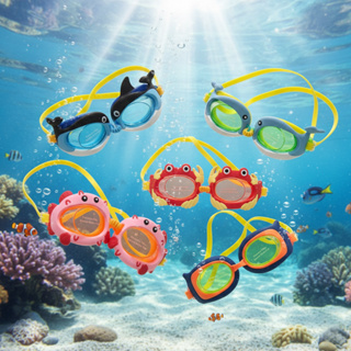 Óculos de Natação Infantil 3+ Anos Antiembaçante Ajustável Animais Marinhos Tubarão Praia Piscina em Oferta na Shopee