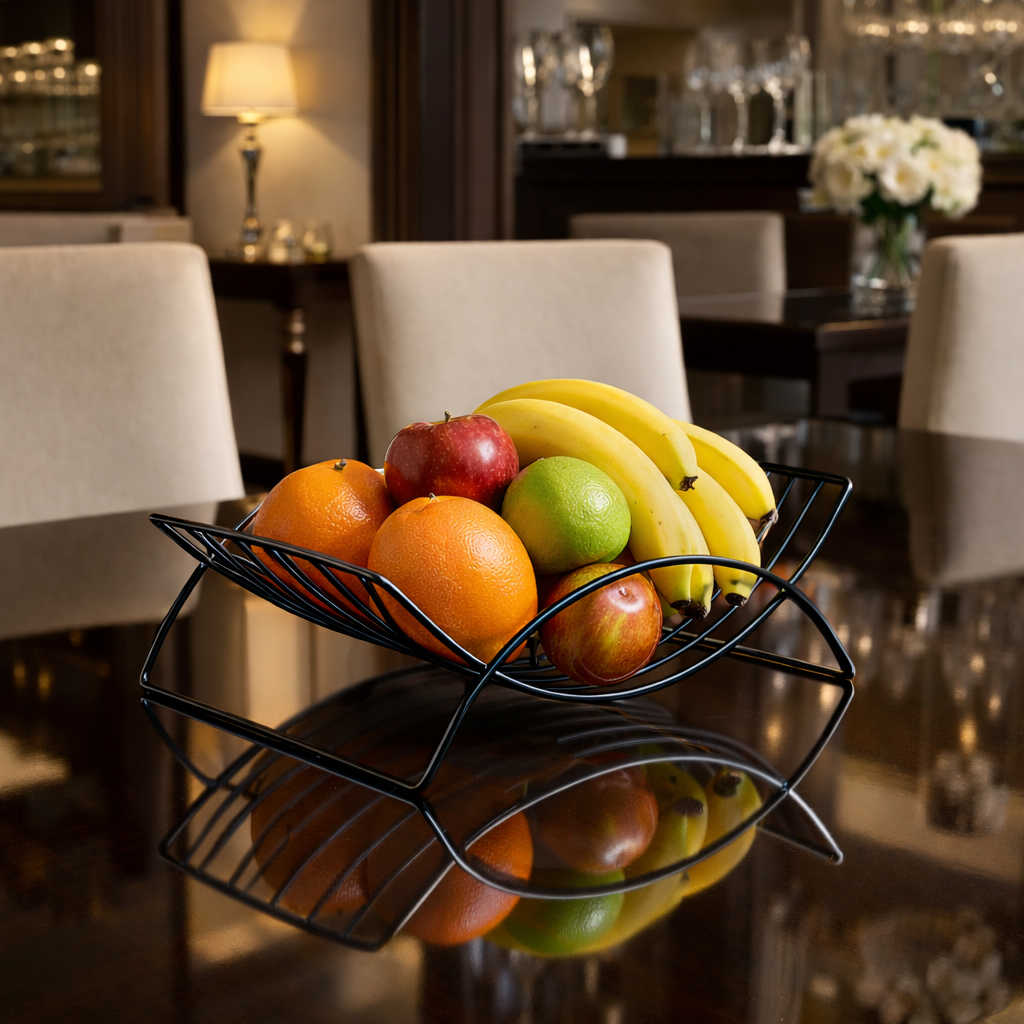 Fruteira de Mesa Aramada Moderna Sofisticada Luxo Arqueada Organizador de Mesa e Bancada de Cozinha
