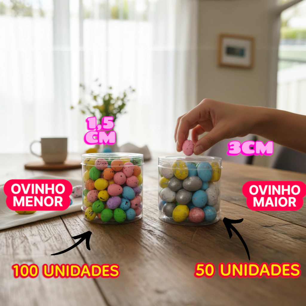 Ornamento Ovinhos Decoração Enfeite Páscoa Isopor 100 e 50 Unidades Dino Top em Oferta na Shopee