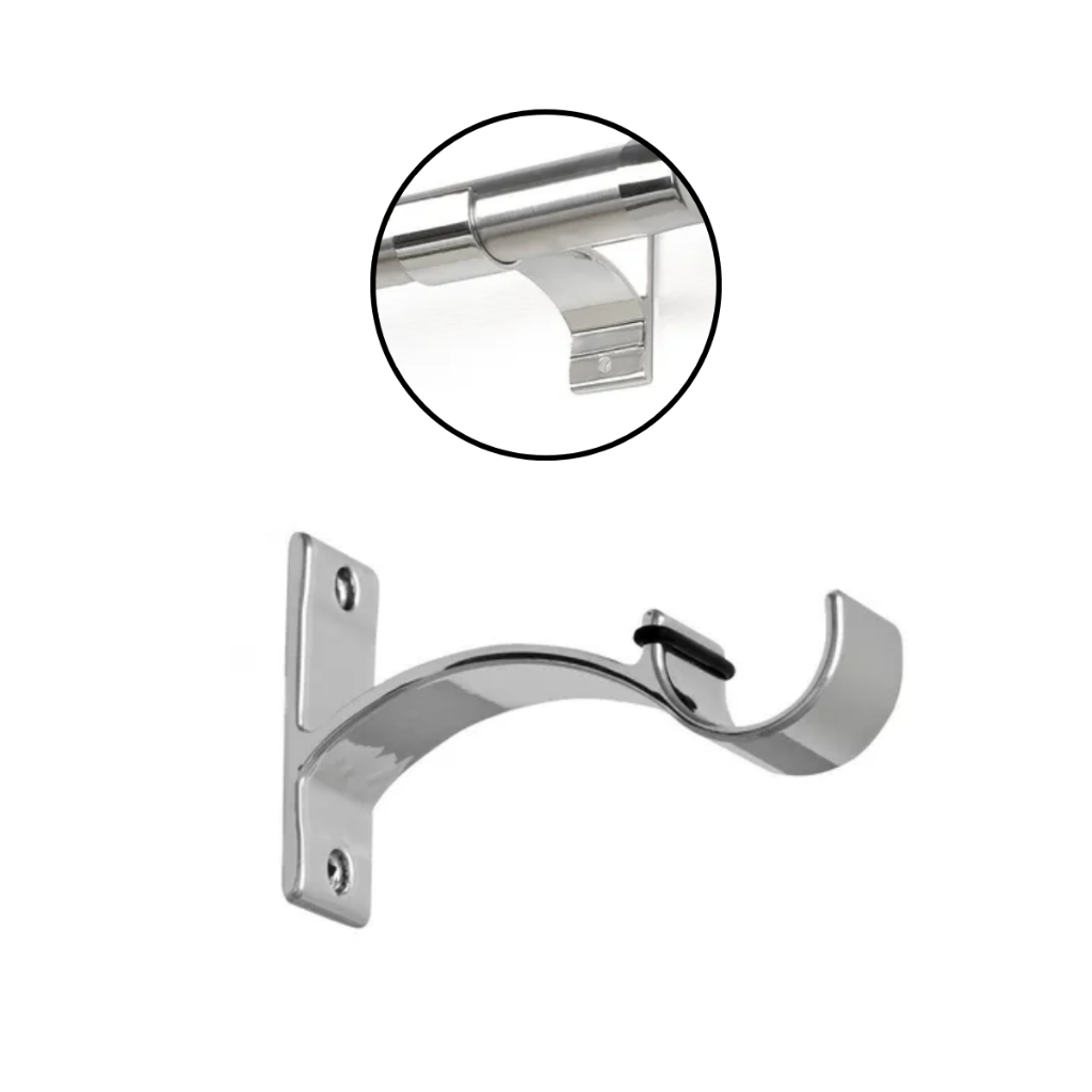 Kit 1 a 5 Un Suporte de Parede Luxo 28mm para Varão Cortina Alumínio