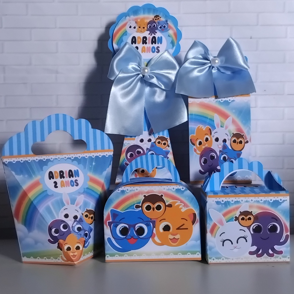 Kit Festa Infantil Personalizado Caixinhas Lembrancinhas Aniversário BOLOFOFOS Azul - PEGUE E MONTE
