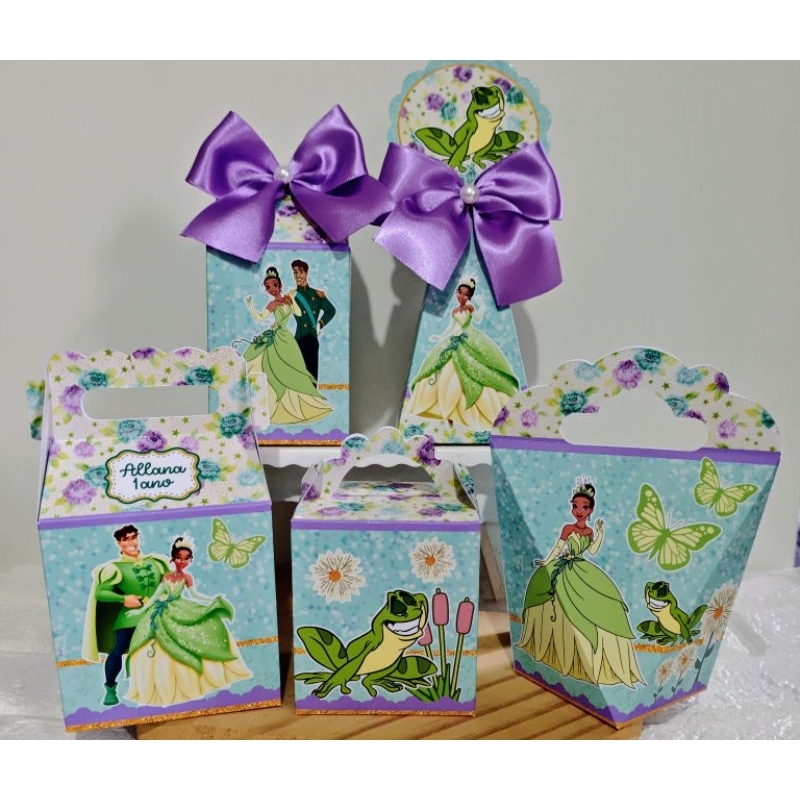 Kit Caixas Princesa Tiana - Personalizada com nome - Aniversário (PEGUE E MONTE) Lembrancinha