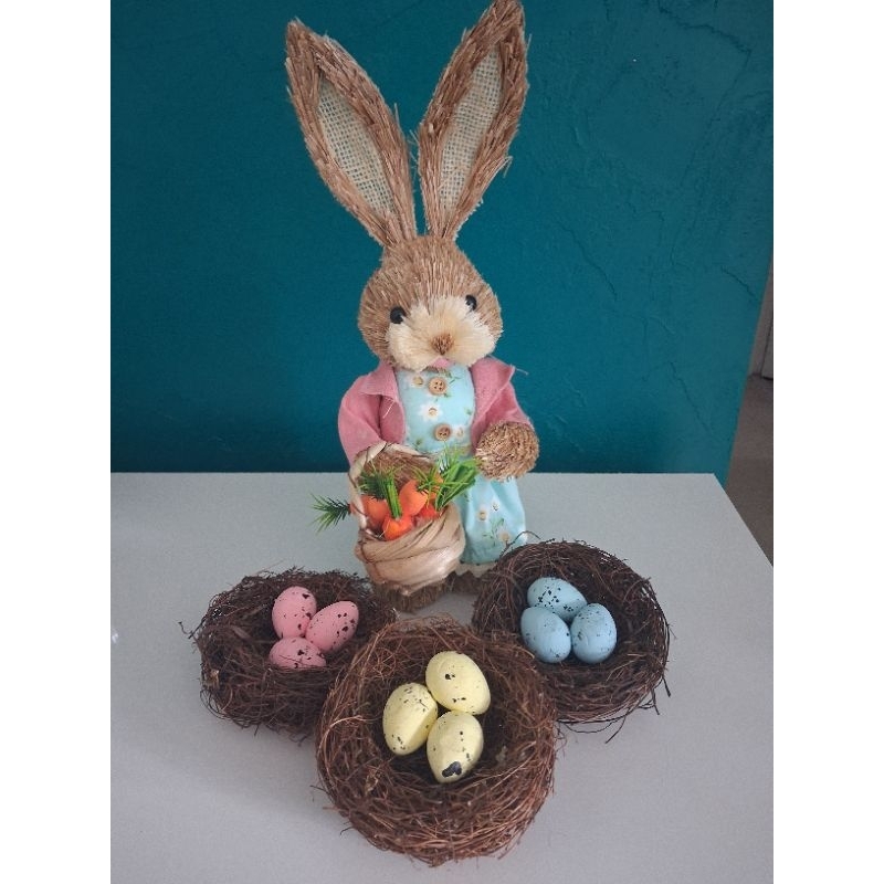 Ninho decorativo de Pascoa 10 cm com 3 ovos — imagem 2 de 2