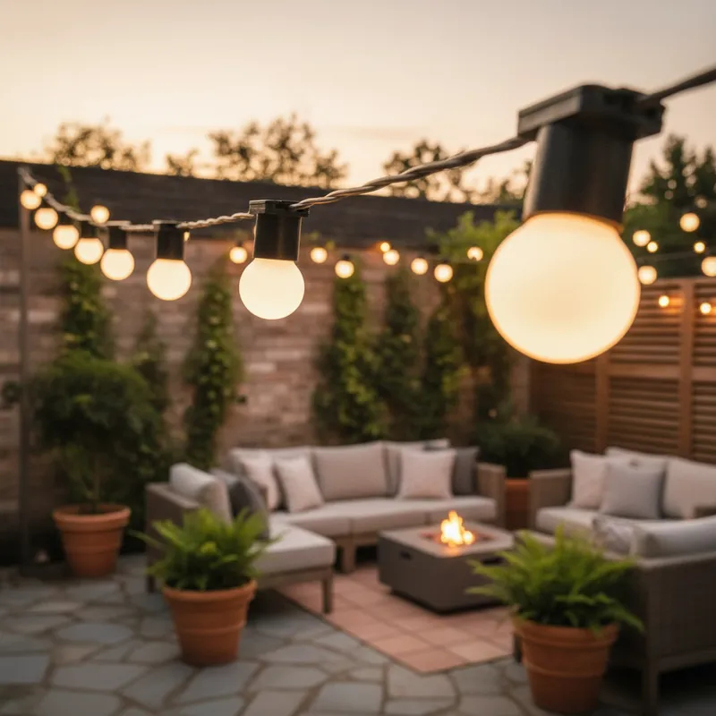 Varal de Luzes até 30 Metros Externo Bivolt Cordão E27 Evento Varanda Quintal LED ou Incandescente em Oferta na Shopee