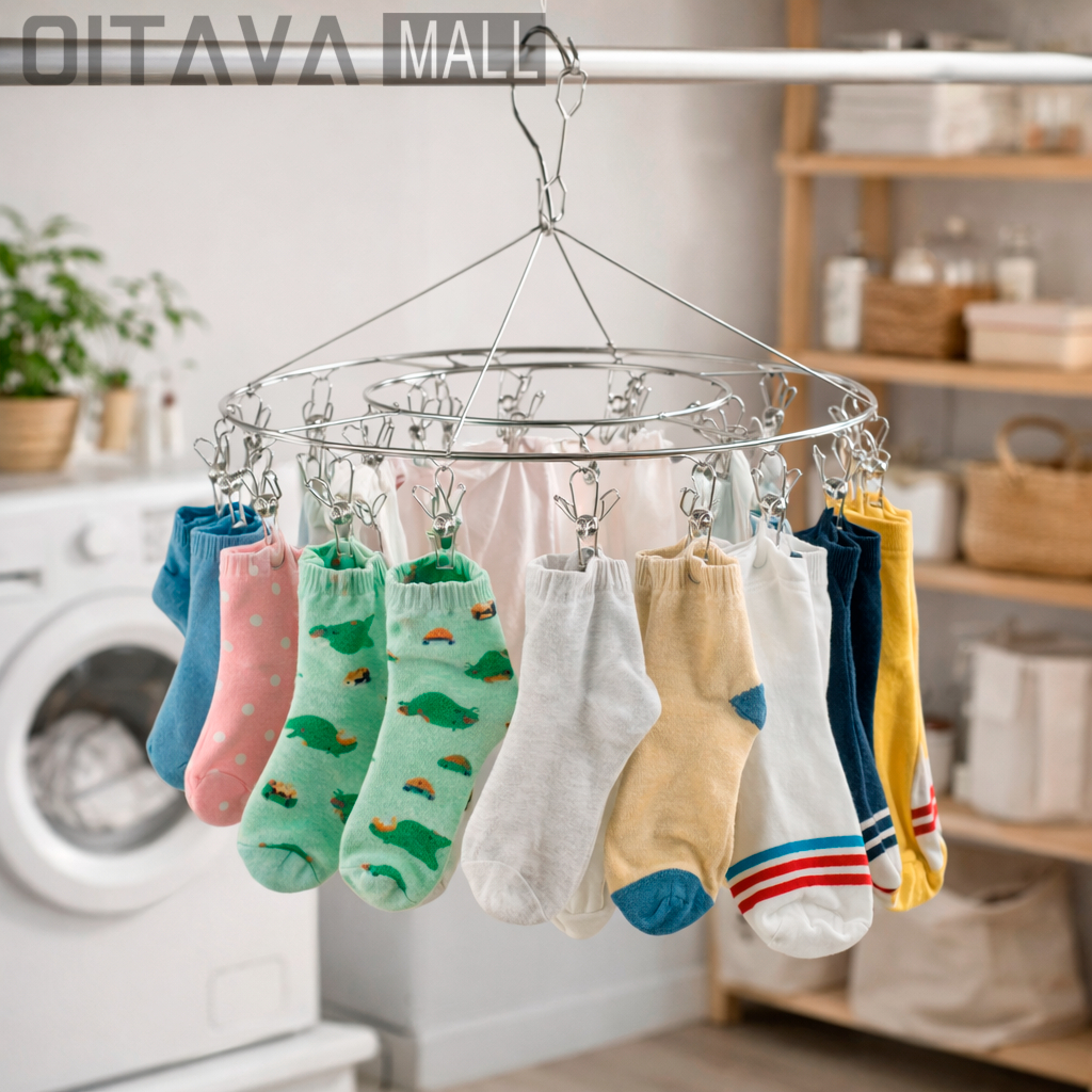 Varal Inox Dobrável Portátil 20 Prendedores para Roupas Íntimas Meias Bebê Casa e Lavanderia