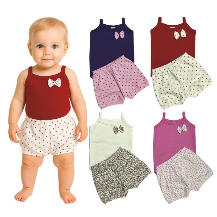 Conjunto Bebê - Body Alcinha com Lacinho - Shorts