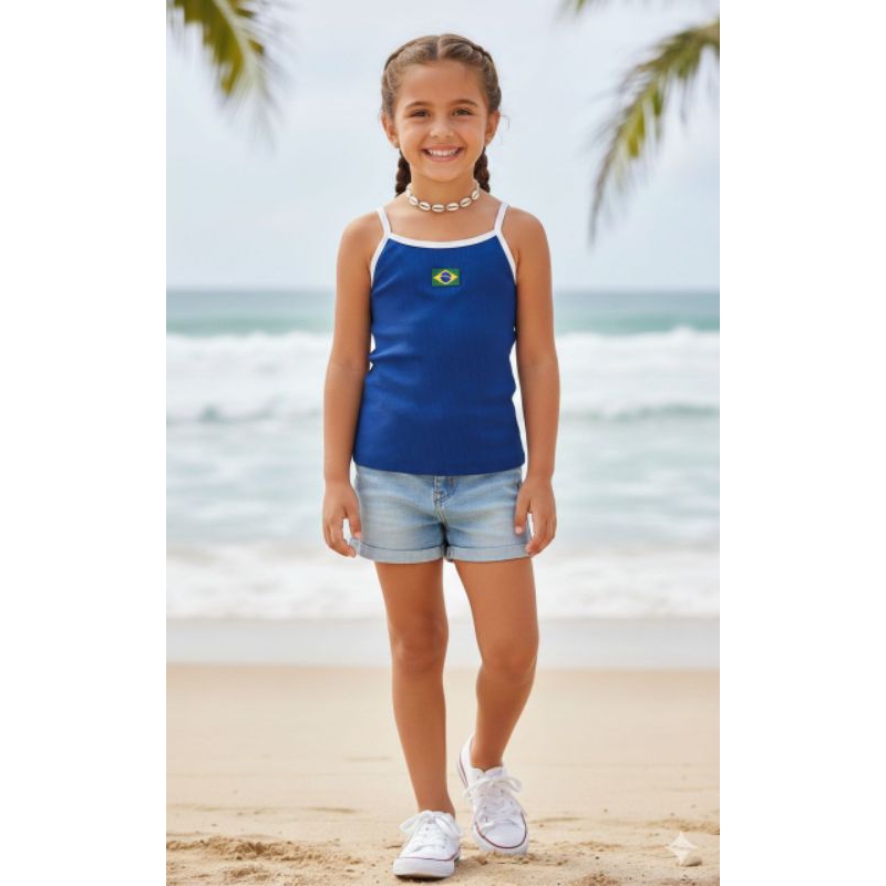 Kit com 2 blusinha infantil de alcinha, estilo e perfeição,veste do 2ao 12.