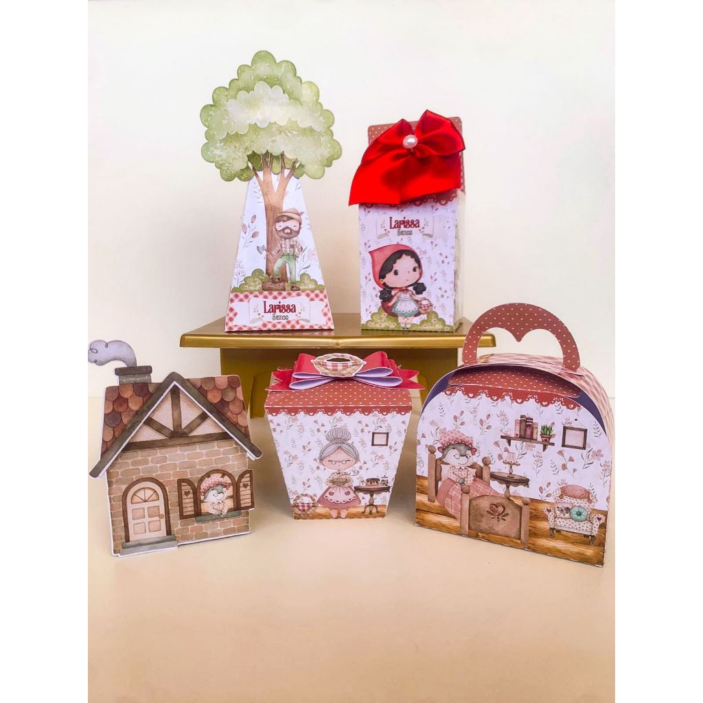 Kit Caixas Personalizadas Chapeuzinho Vermelho Aniversários/Festas/Mesversário/Lembrancinha de Festa