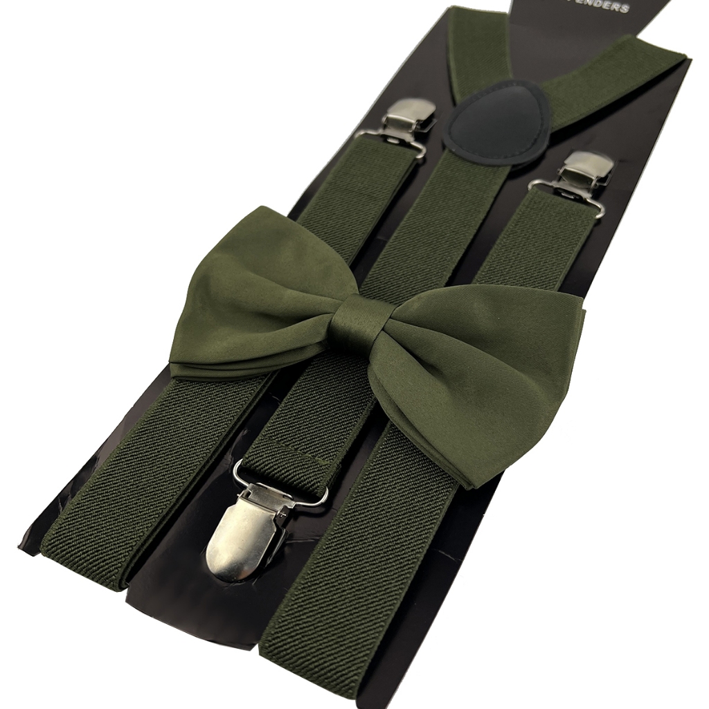 Kit Padrinho de Casamento Suspensório Verde Oliva e Gravata Borboleta Adulto — imagem 2 de 2