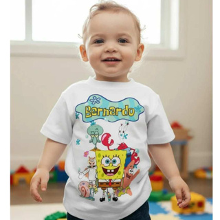 Camiseta Bob Esponja Personalizada Infantil Nome Idade Aniversario Festa Camisa Tema Bob Criança em Oferta na Shopee