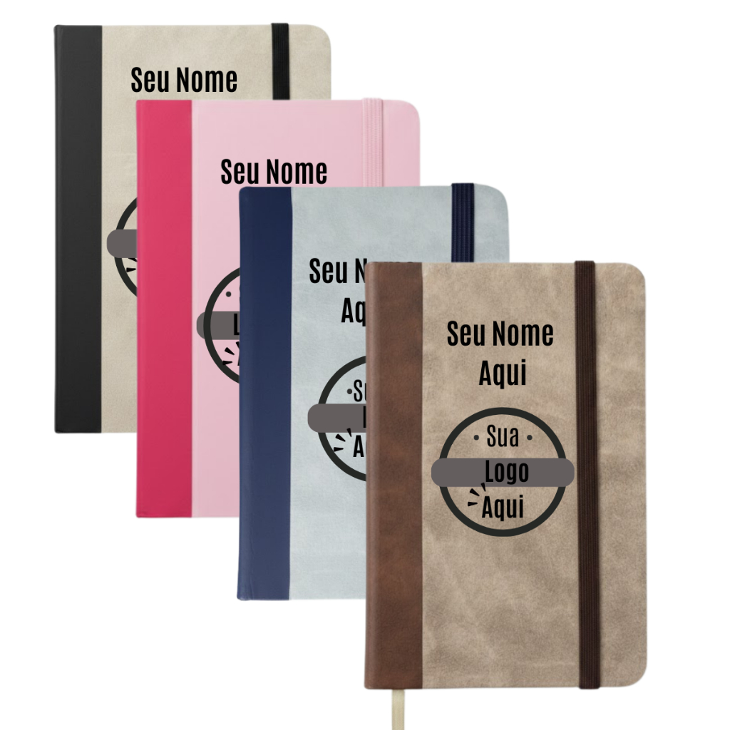 Caderneta tipo Moleskine 15x10 Com Pauta - Personalizado com seu Nome/ Arte Logo em Oferta na Shopee