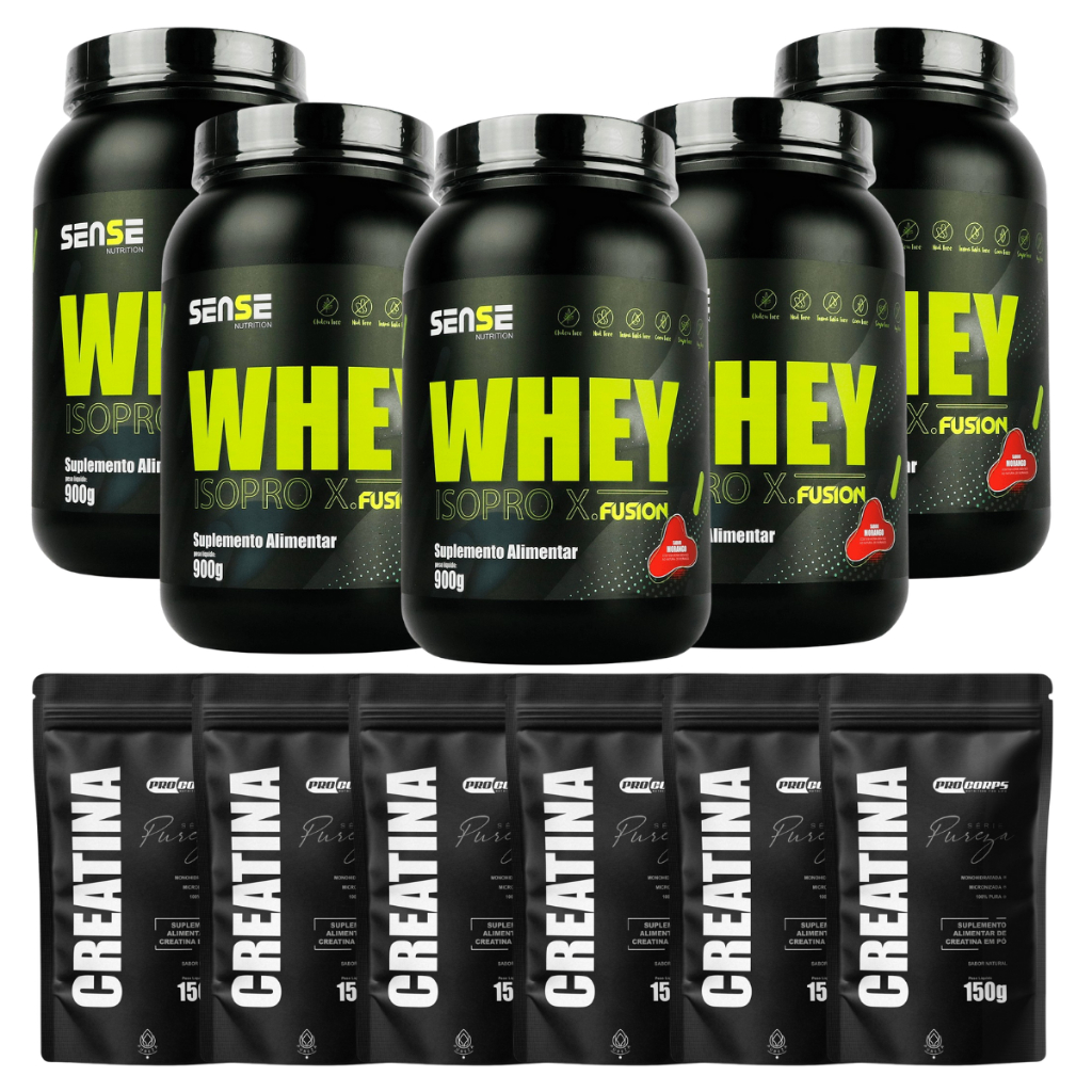 Combo Musculação 5 Whey Protein 900g + 6 Creatina 150g