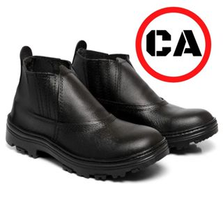 BOTINA DE COURO MONO COM BICO PVC COM CA em Oferta na Shopee