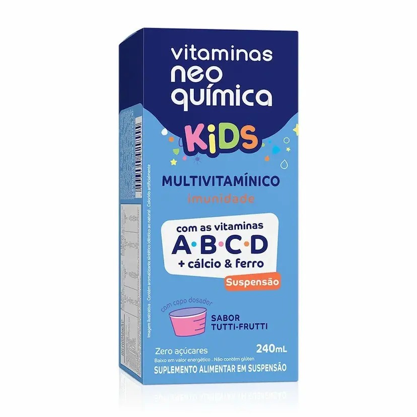 Polivitamínico Vitaminas Neo Química Kids 240ml - A,B,C,D, CÁLCIO E FERRO