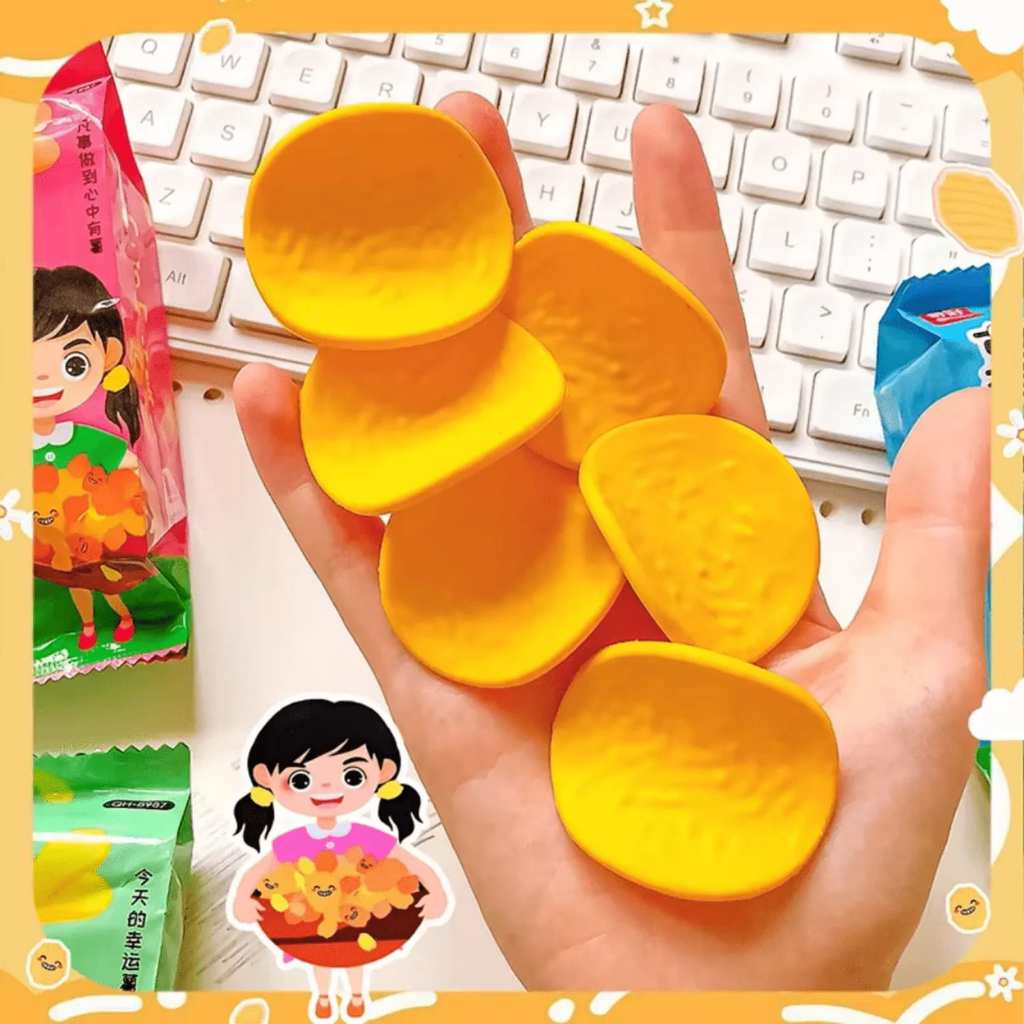 Borracha Fofa em Formato de Salgadinho Batata  - Material Escolar Criativo  IMPORTADO em Oferta na Shopee