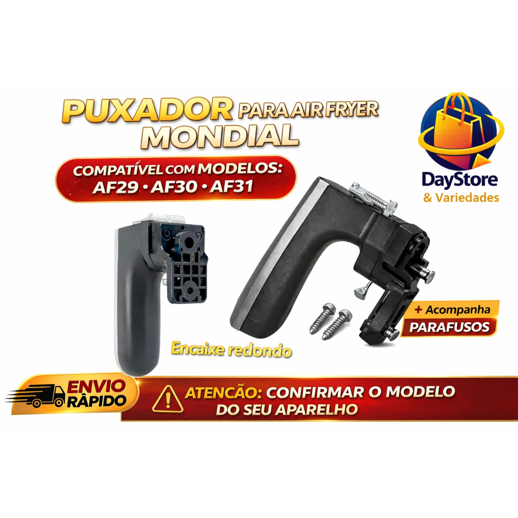 Cabo Puxador Air Fryer Compatível Mondial AF29 AF30 AF31 AF35 — Resistência e Encaixe Perfeito Acompanha 2 Parafusos em Oferta na Shopee
