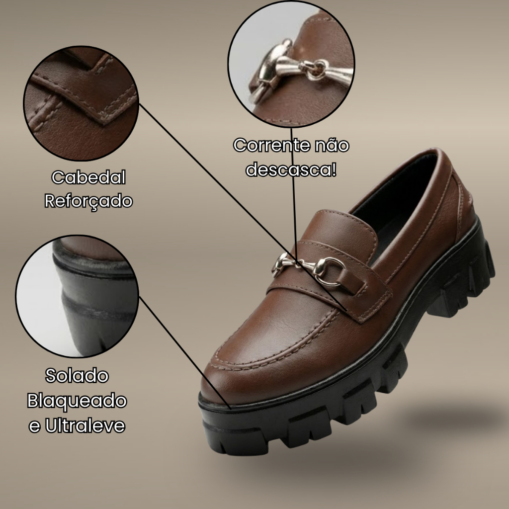 Sapato Mocassim Feminino Tratorado Leve Marrom Loafer Plataforma Confortável em Oferta na Shopee