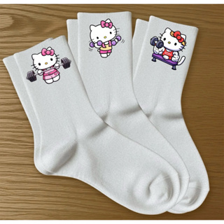 kit 3 Pares De Meias Esportivas Brancas Hello Kity Academia Algodão em Oferta na Shopee