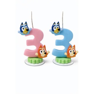 Vela de Aniversário Tema BLUEY e BINGO em Biscuit com Aplique Emborrachado Para Festa Infantil com Pavio em Oferta na Shopee