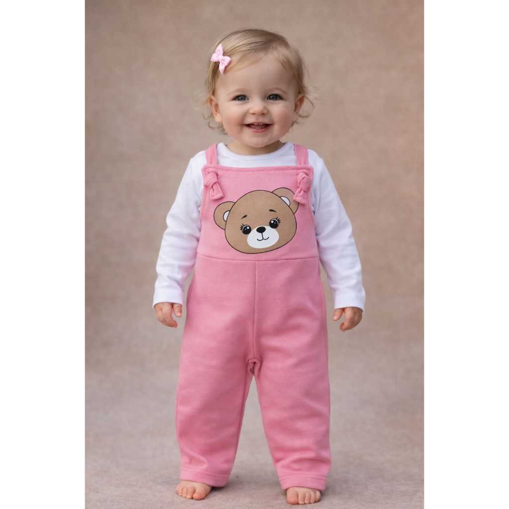 Conjunto Jardineira salopete calça Infantil menina com Blusa  manga longa em Oferta na Shopee