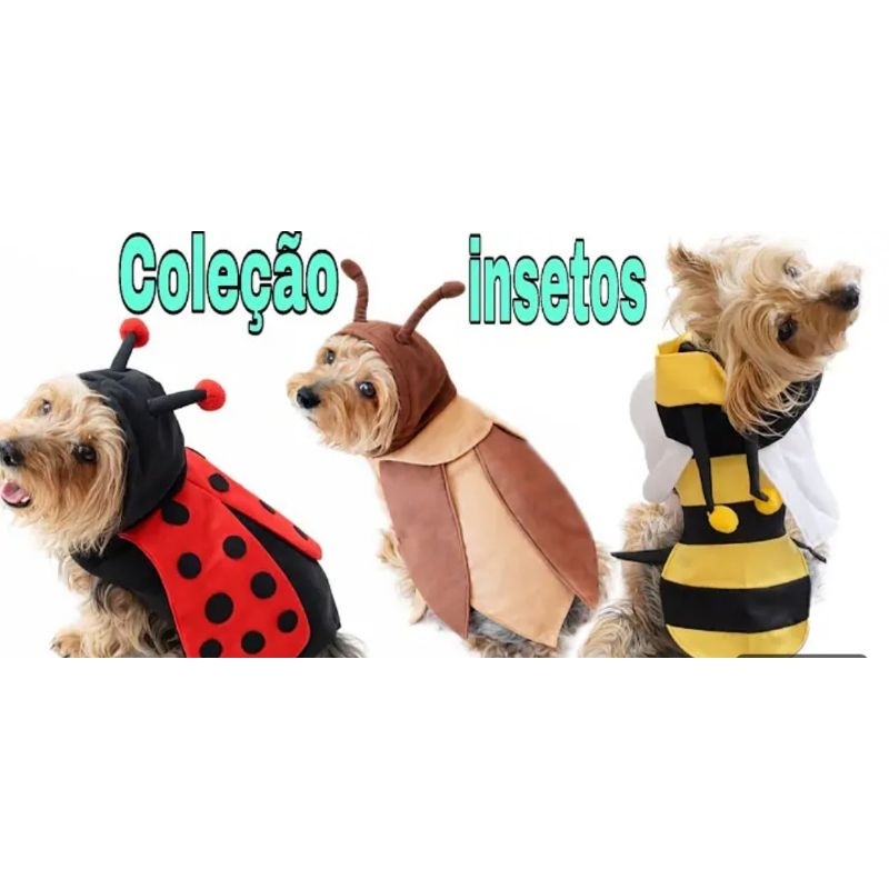 fantasia roupa para pet coleção isento joaninha barata e abelha para gato é cachorro