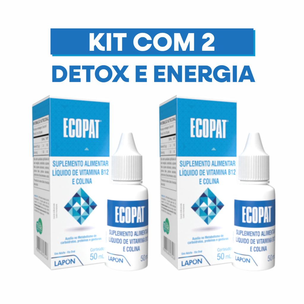 Kit 2 Ecopat Lapon 50ml Vitamina B12 E Colina Detox Fígado