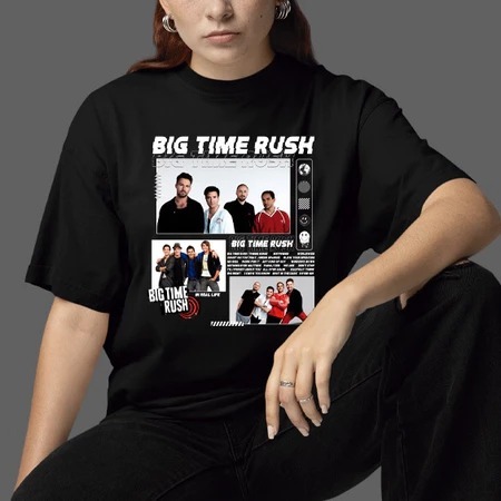 Camisa Big Time Rush Show 2026 Turnê Brasil Unissex Estampa Exclusiva Algodão Confortável Moda Jovem Fã