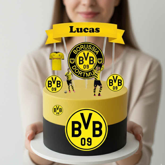 Topo de Bolo Borussia Dortmund  Aniversario Comemoração Tema Borussia