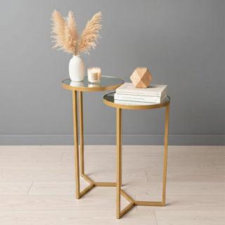 Conjunto de Mesa Lateral Aço Com Espelho Steel Glaas em Oferta na Shopee