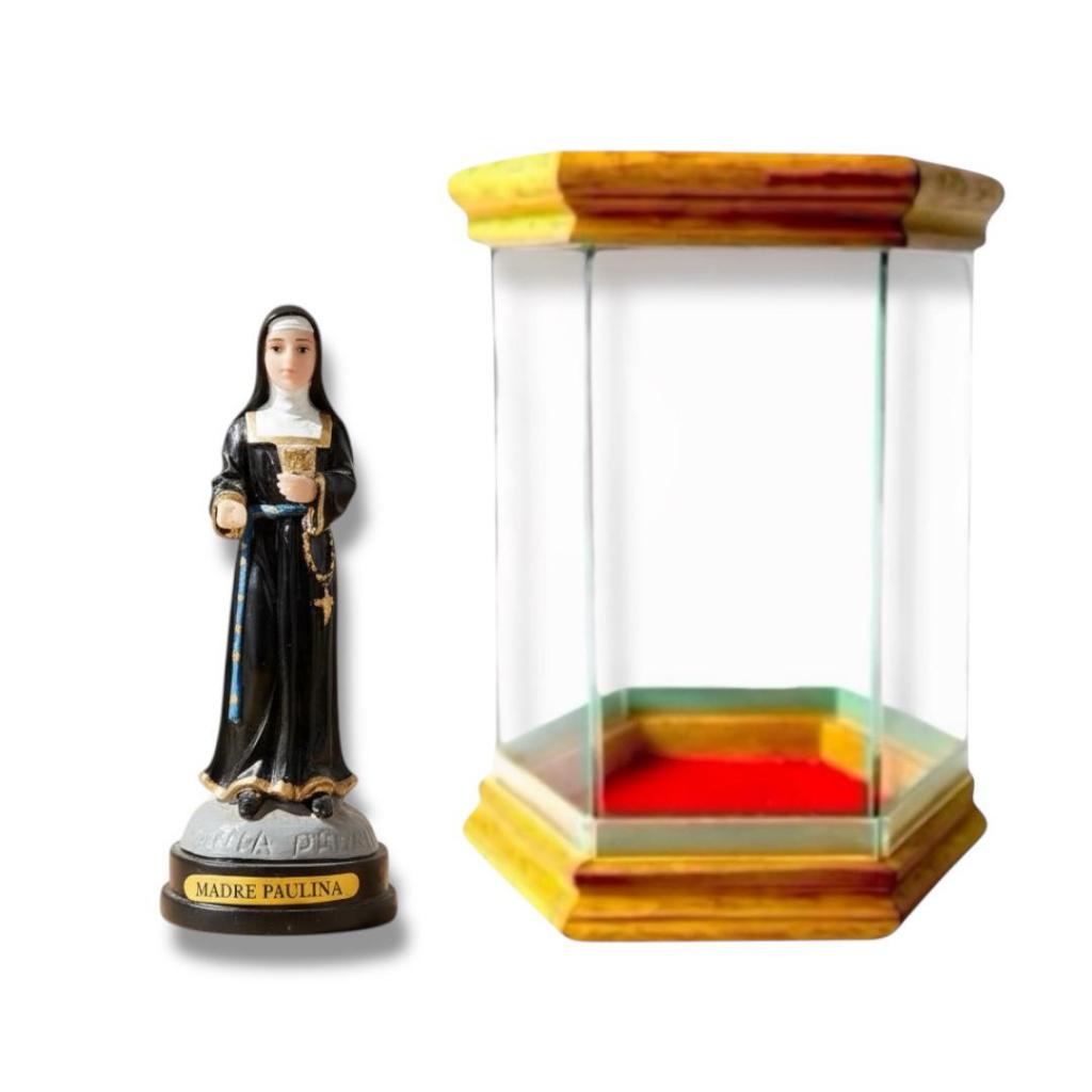 Imagem Madre Paulina Resina 15cm com Redoma de Vidro Oratório