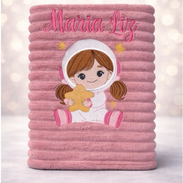 Mantinha 0,90x1,10m Meia Estação com Bordado Personalizada manta leve.