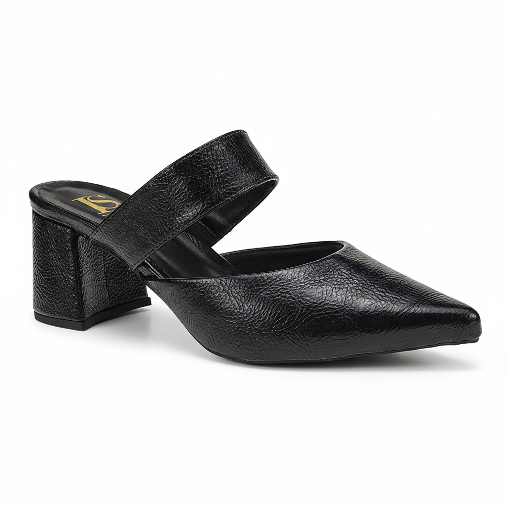 Scarpin Feminino Mule Social Salto Bloco Tamanco Bico Fino 0001 em Oferta na Shopee