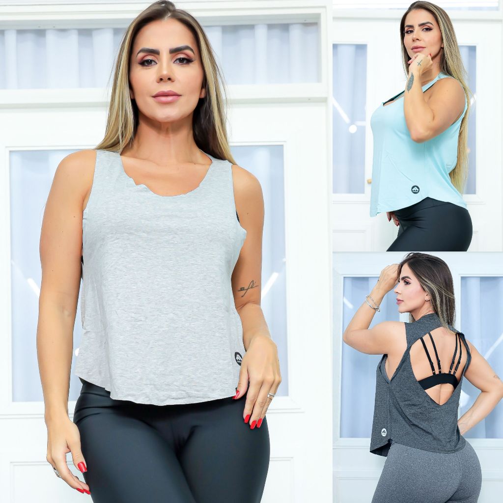 Regata Feminina Viscolycra Premium Alças Largas Academia Treino Confortável Sem Bolinhas Não Desbota