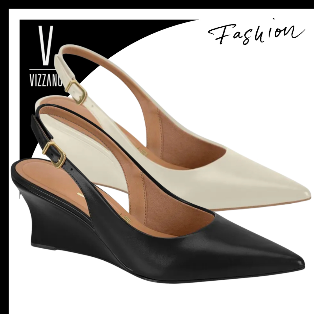Sapato Scarpin Anabela Vizzano Slingback Feminino Napa Confortável Bico Fino Casual Trabalho em Oferta na Shopee