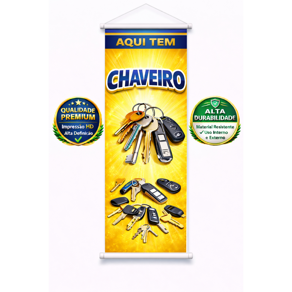 Banner Chaveiro Alta Resolução I Tamanho Premium: 50cmx150cm I Melhor opção do mercado