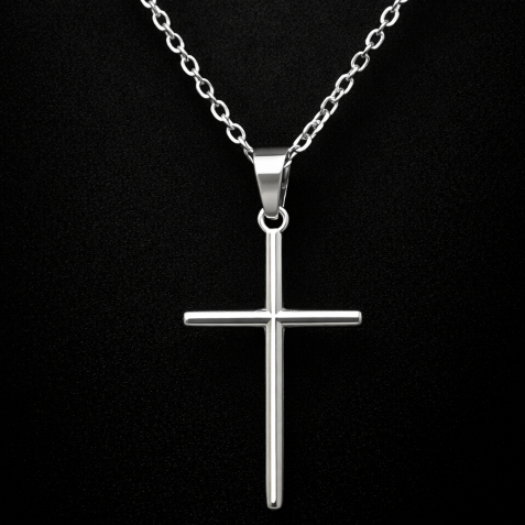 Colar Masculino Aço Inox Pingente Cruz Minimalista Corrente Cordão Crucifixo Prata Presente homem em Oferta na Shopee