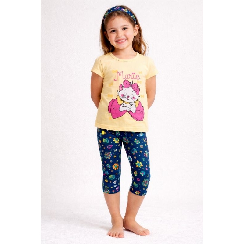 Conjunto feminino calça Capri+ camiseta de personagens estampas variadas
