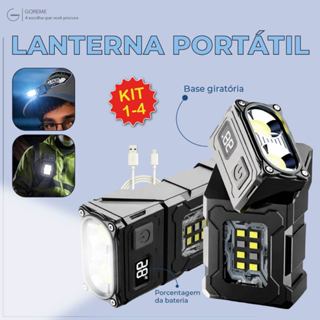 Lanterna Led Giratória com Chaveiro USB Recarregável Visor Magnético de Energia com Carregador em Oferta na Shopee
