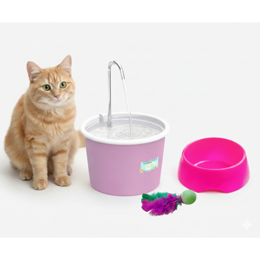 Fonte Bebedouro para Gatos e Cães H2O PLUS + Comedouro 600ml + Pong em Oferta na Shopee