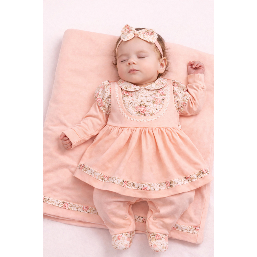 Saída Maternidade Menina Carol Floral 5 Peças Roupa de Bebê Menina