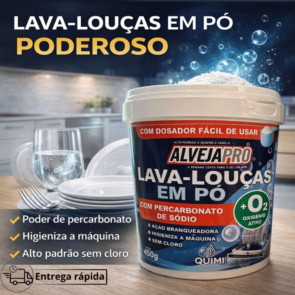 Lava Louça Detergente em Pó 450g Com Percarbonato de Sódio Remove Sujeiras e Mantem Maquina Limpa em Oferta na Shopee