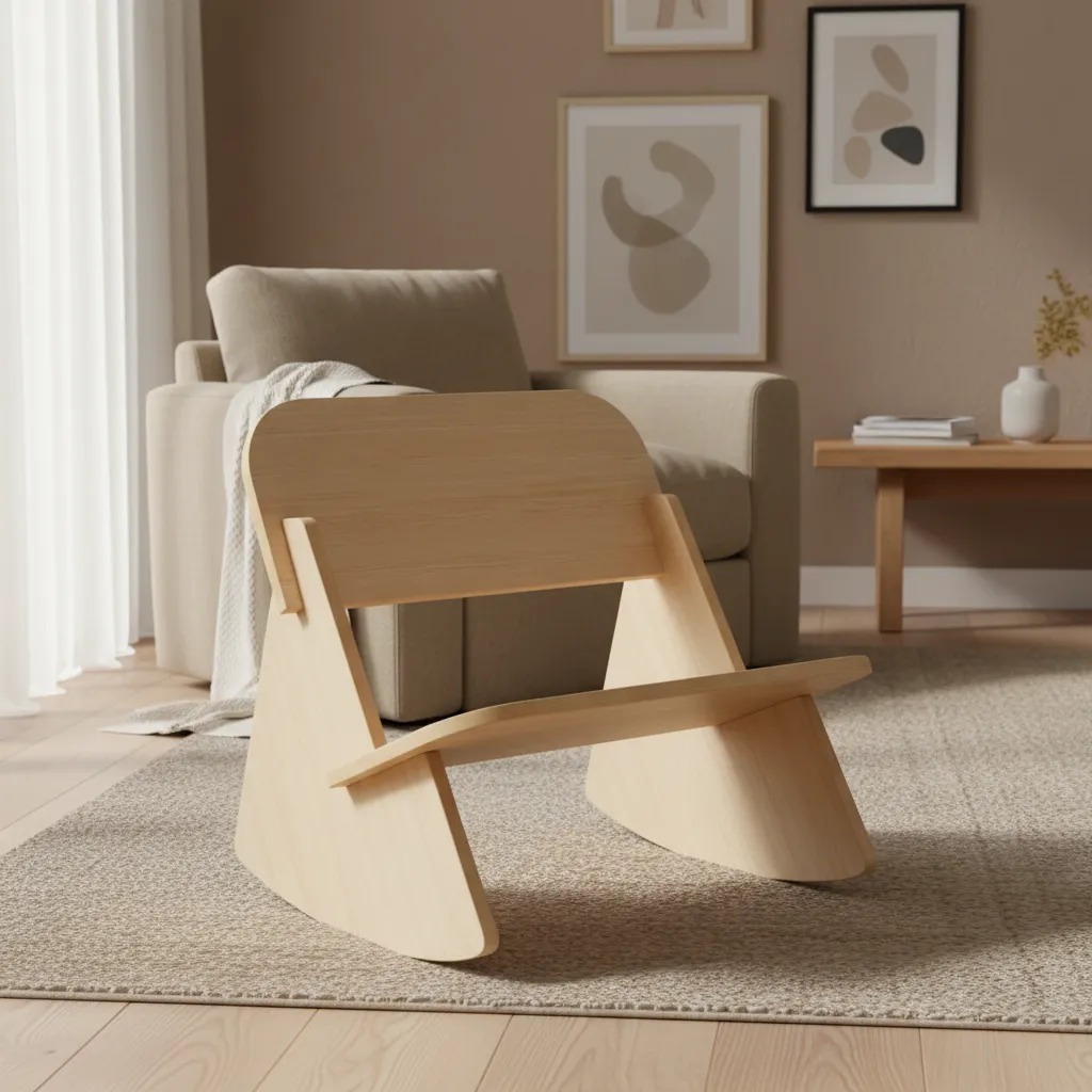 Banco Mini Balanço de Madeira em Compensado – Design Moderno