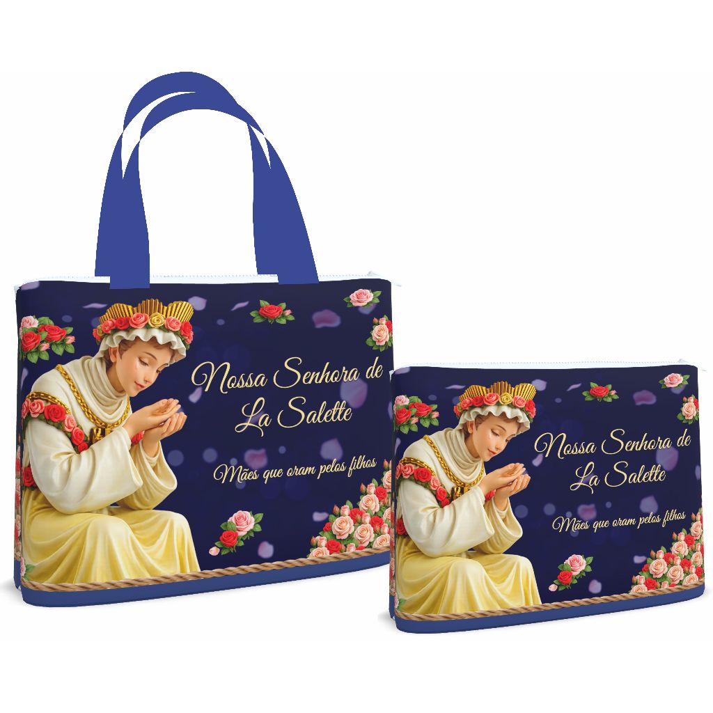 Bolsa Sacola Pasta Ecobag + Necessaire_N Sra da Salette_ Mães que Oram
