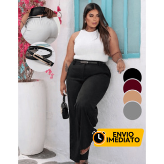 Calça Social PLUS SIZE Alfaiataria Feminina com Cinto Elegancia Social em Oferta na Shopee