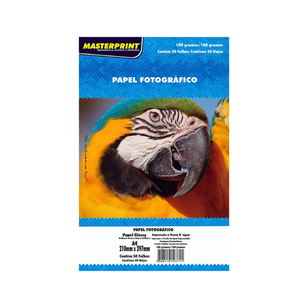 Papel Fotográfico 180g A4 Masterprint Glossy Brilho A Prova D'água