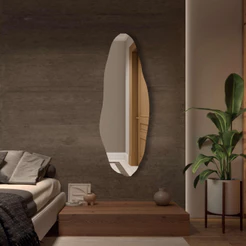 Espelho Orgânico Pinterest Grande Mod. Flame Retrô Oval Retangular Meia Lua Decorativo Sala Quarto Banheiro
