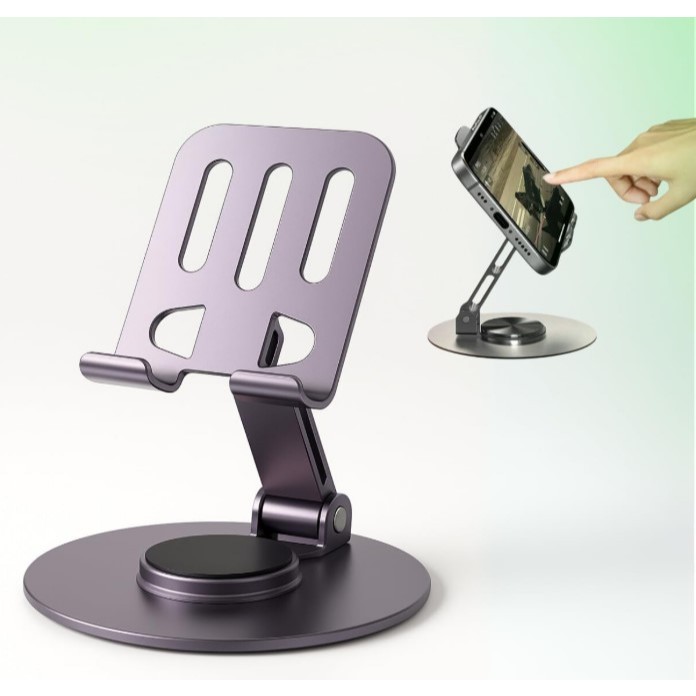 Suporte Alumínio de Mesa Base Rotatória Ajustável 360º Para Smartphones e Tablets L-381