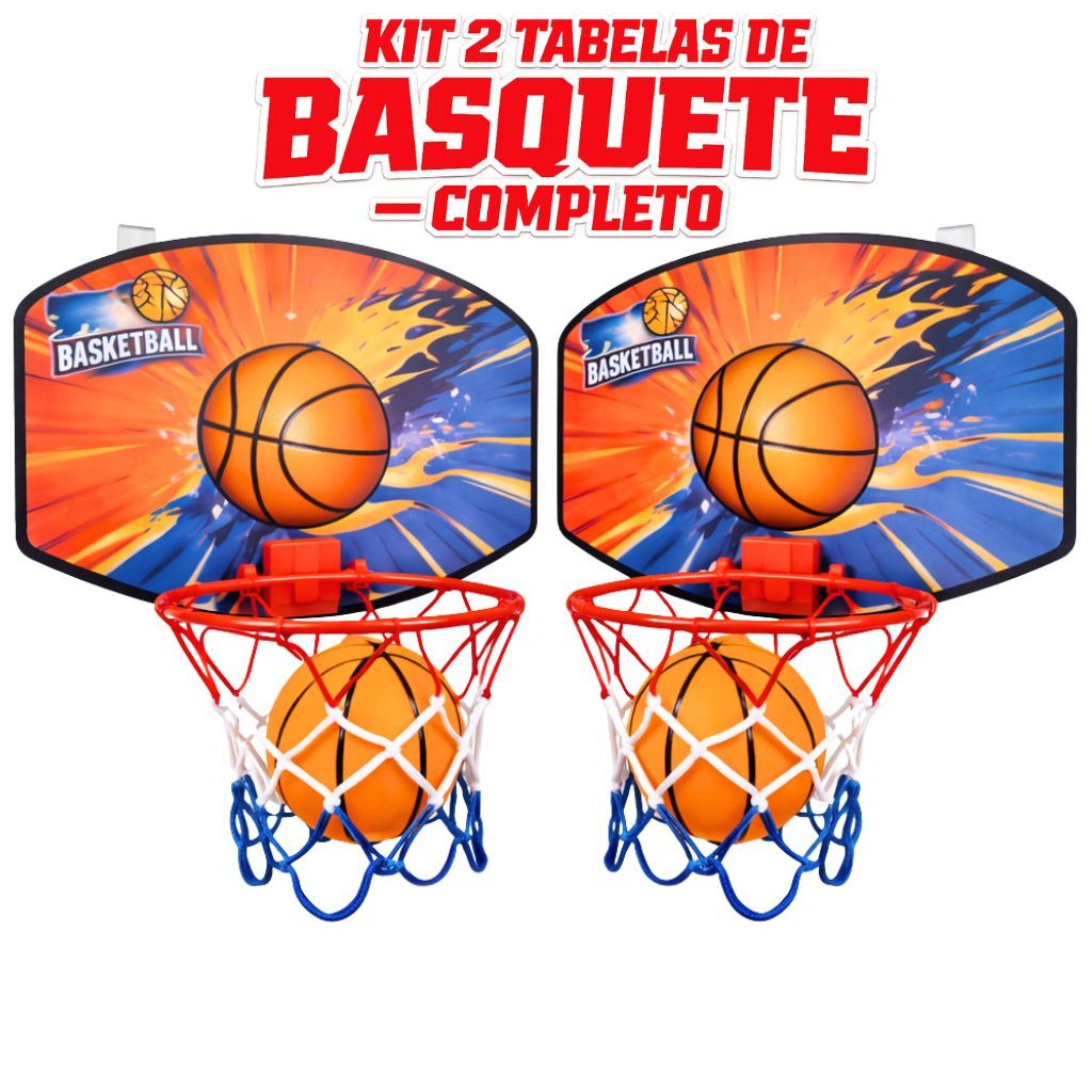 Kit 2 Basquete Infantil Completo Com Bola Fácil De Instalar- Ocupa Pouco Espaço